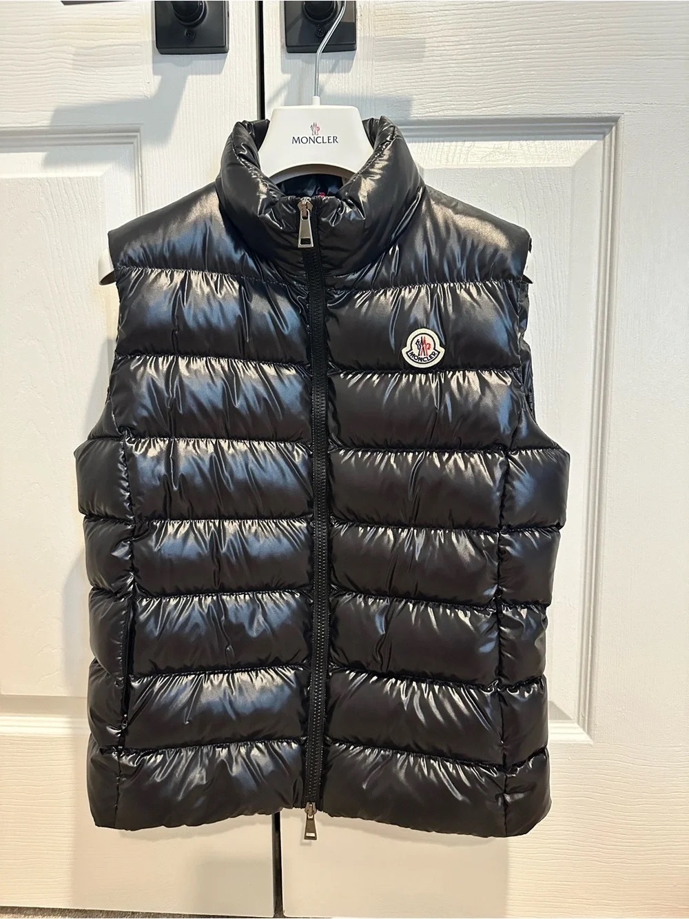 Moncler Black Glossy Quilted Down Vest
